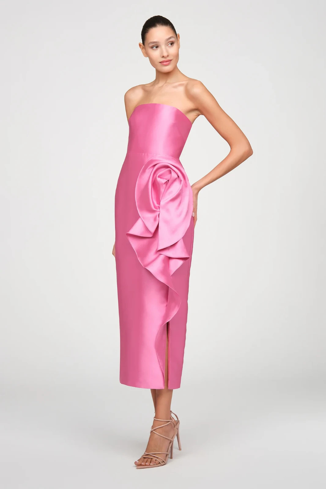 NWT Theia Marla Strapless Sculptural Drape Cocktail Dress Sunlit Pink Size 10