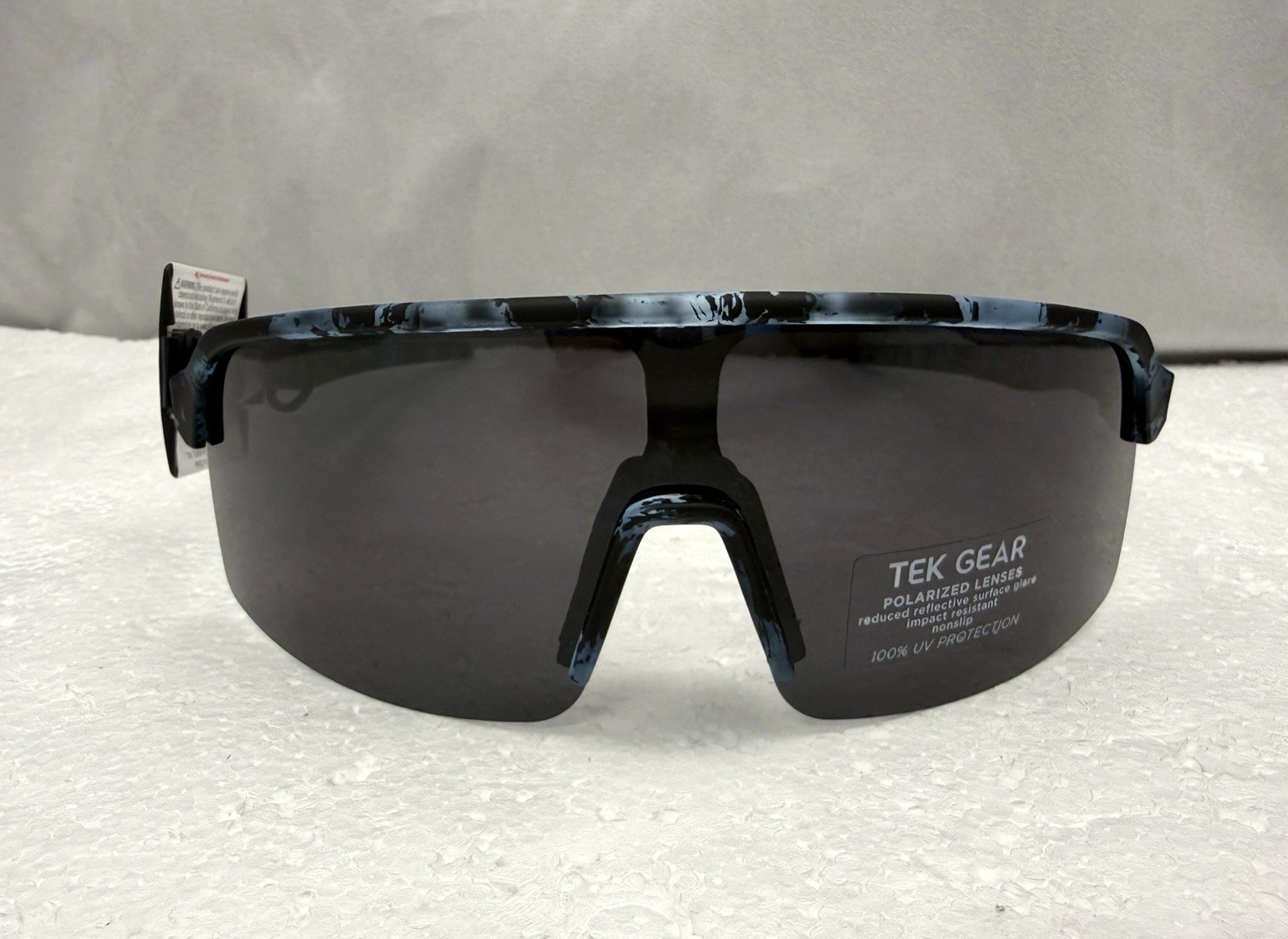 TEK GEAR Polarized Blue Semi Rim Shield Men’s Sunglasses FAST SHIP!