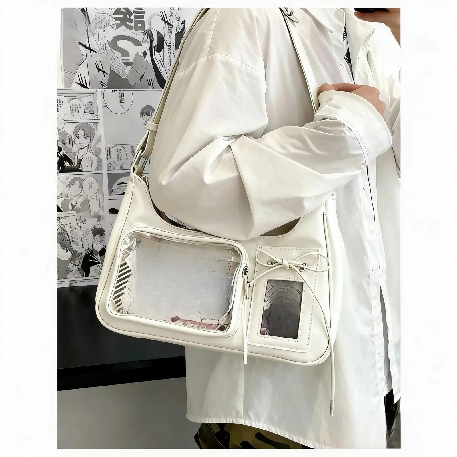 Y2k Harajuku Shoulder Bag Women Korean Transparent Ita Bag School Crossbody Bag
