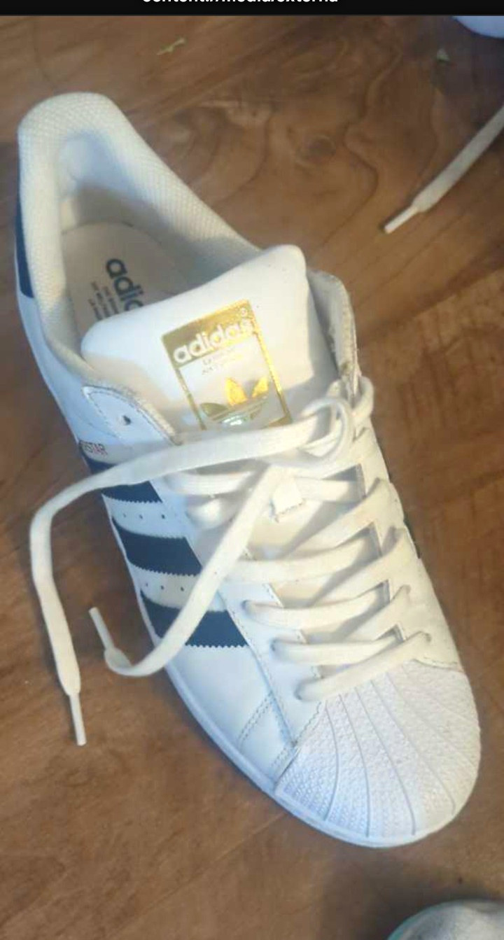*Limited Edition *adidas Superstar Athletic Sneakers White/Blue And Gold