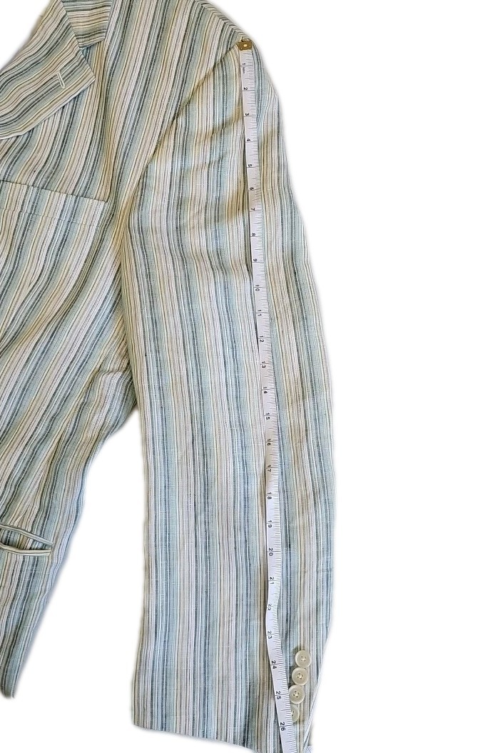Haspel multicolor Stripe 100% Linen Sport Coat Blazer preppy ladcore. See Pics