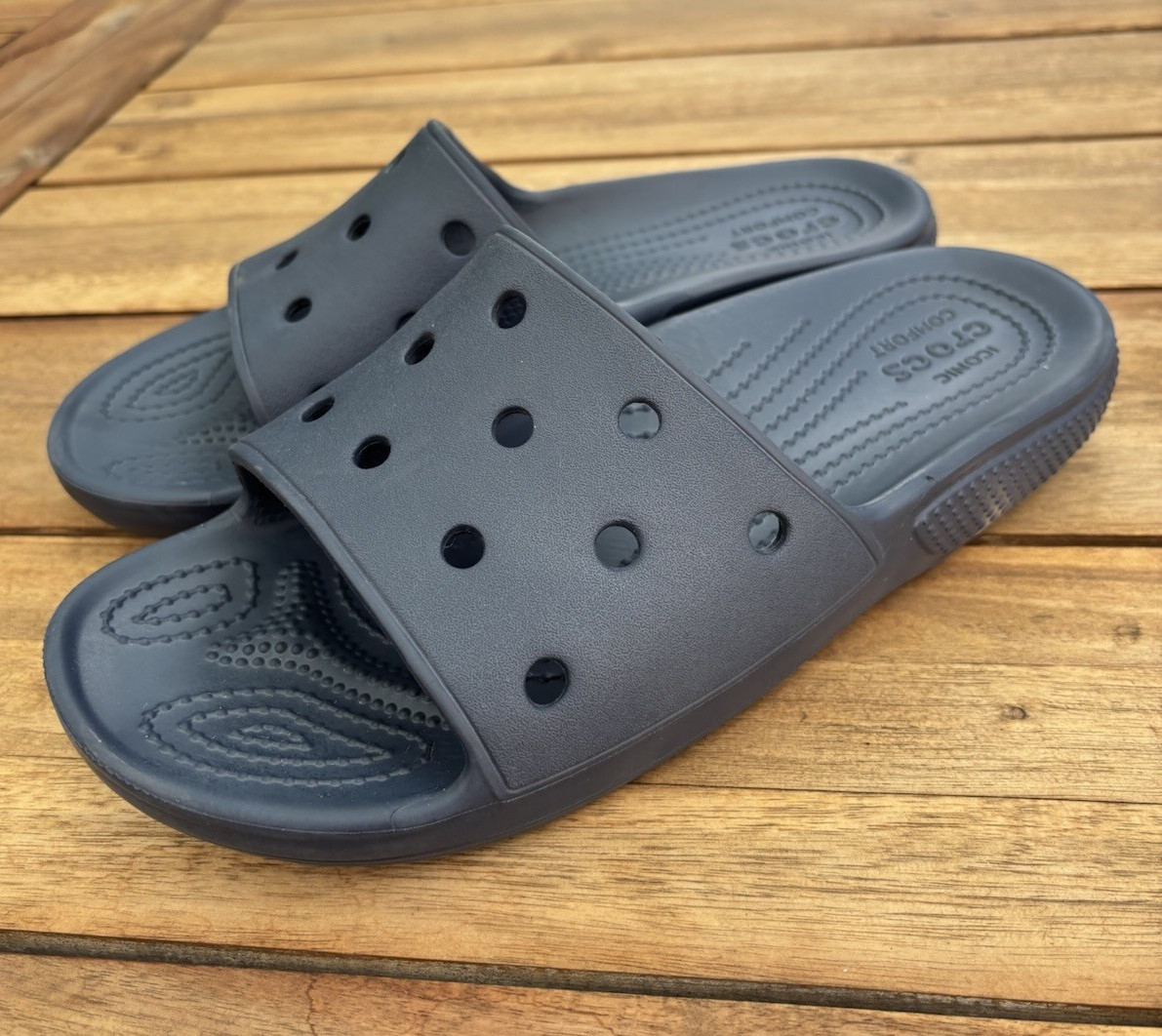 Crocs Classic Slide Navy Blue Rubber Slip On Sandals Unisex US M7/W9