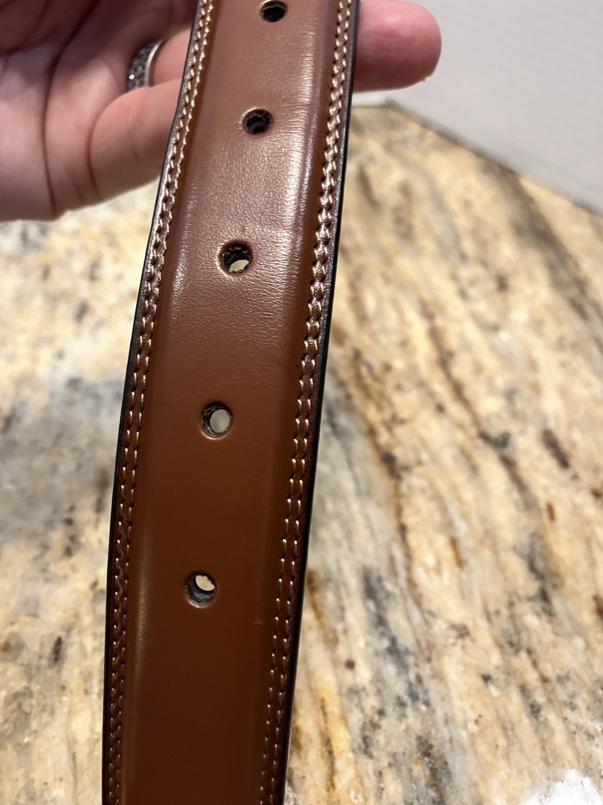 Fabio Valenti Genuine Leather Dress Belt Polished Zinc Alloy Prong Buckle S-42