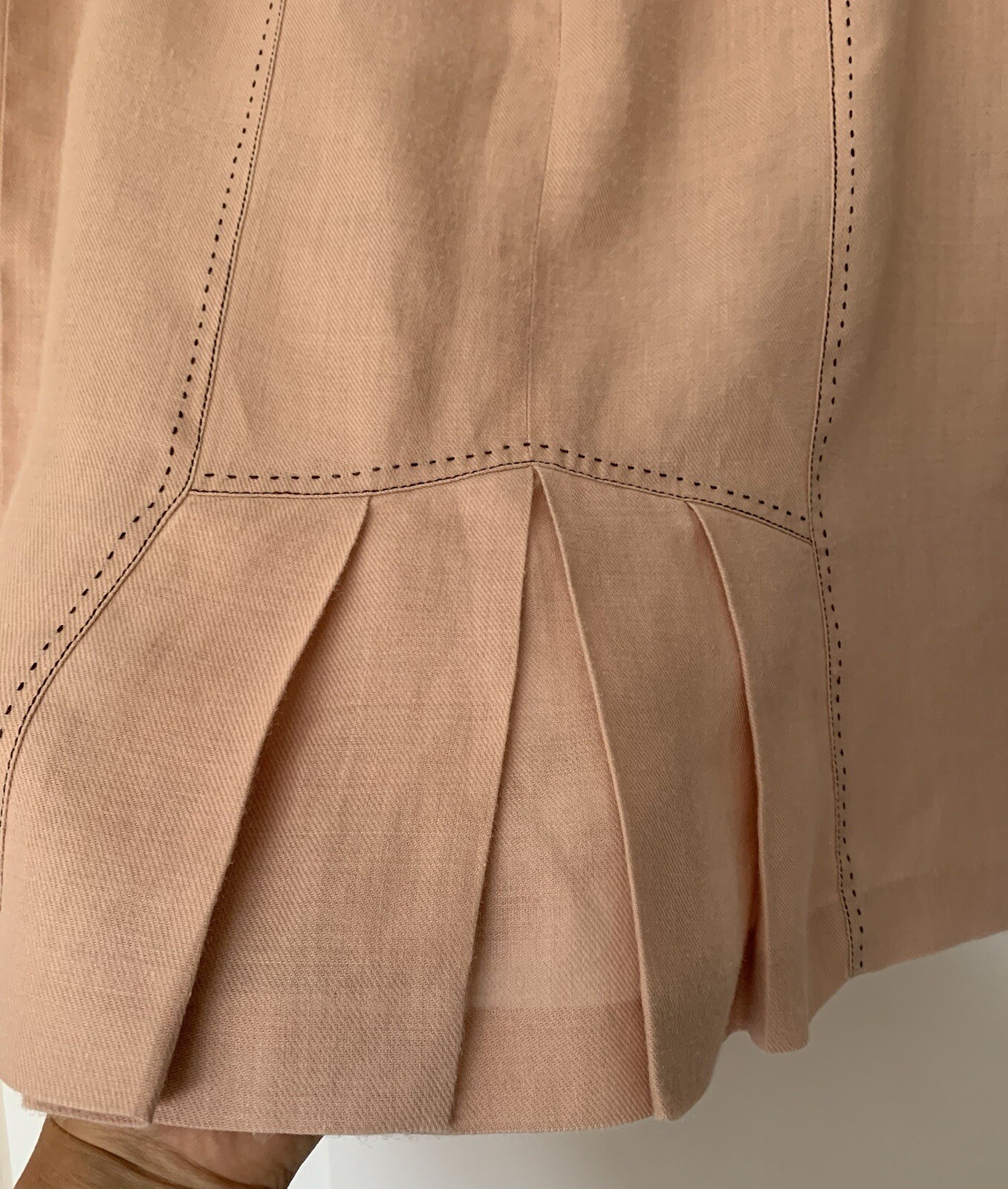 Next Tailoring 100% Ramie Skirt Size 14 Lined Pale Pink Pleated Smart Stylish