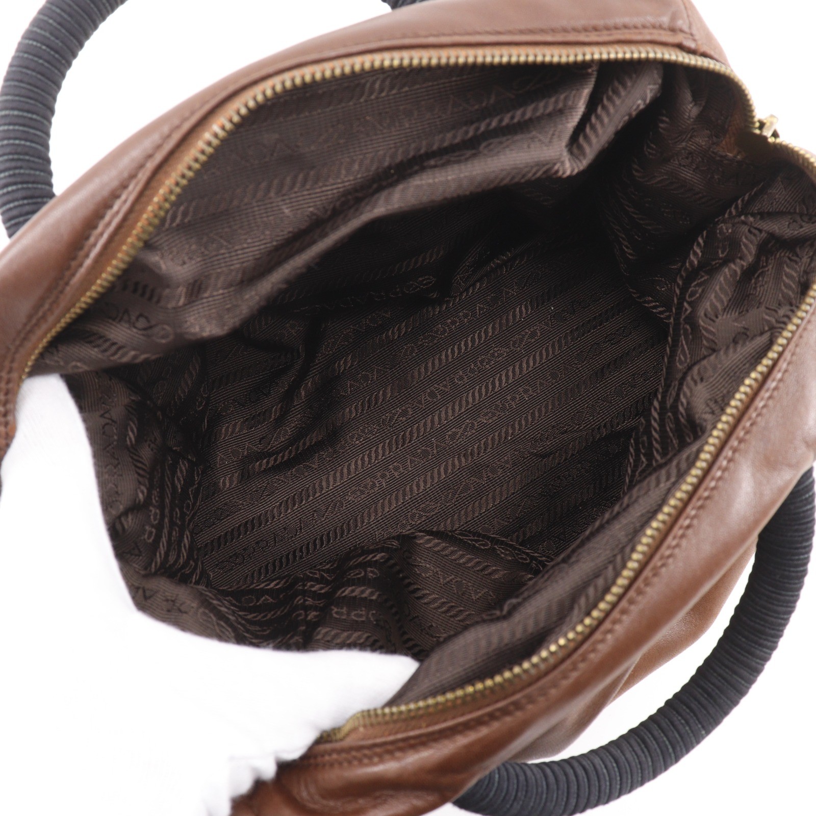 PRADA logo Handbag Brown leather Women