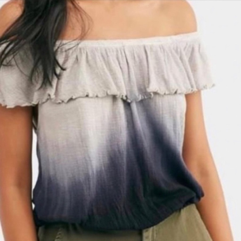 FREE People Boho Ombre Ruffle Off The Shoulder Top EUC. Medium