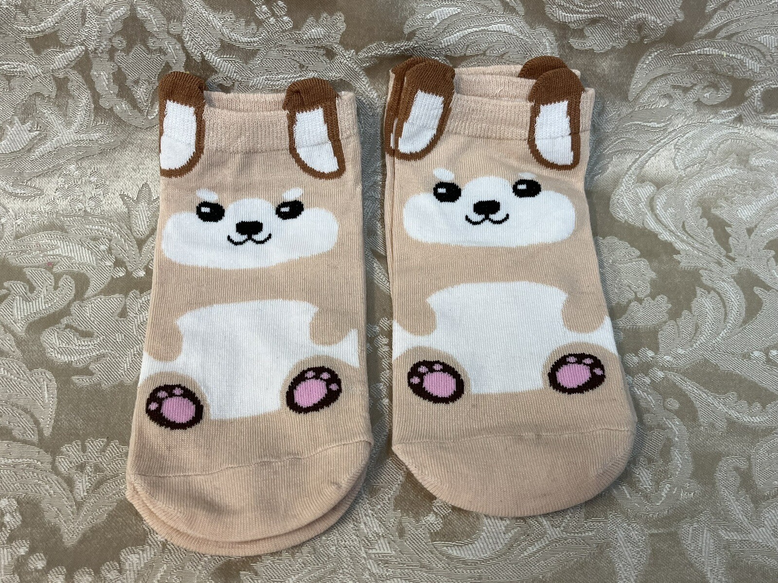 Women’s Cute Cartoon Dog W/ Ears Pattern Ankle Socks Fashion Sock Set Of 2