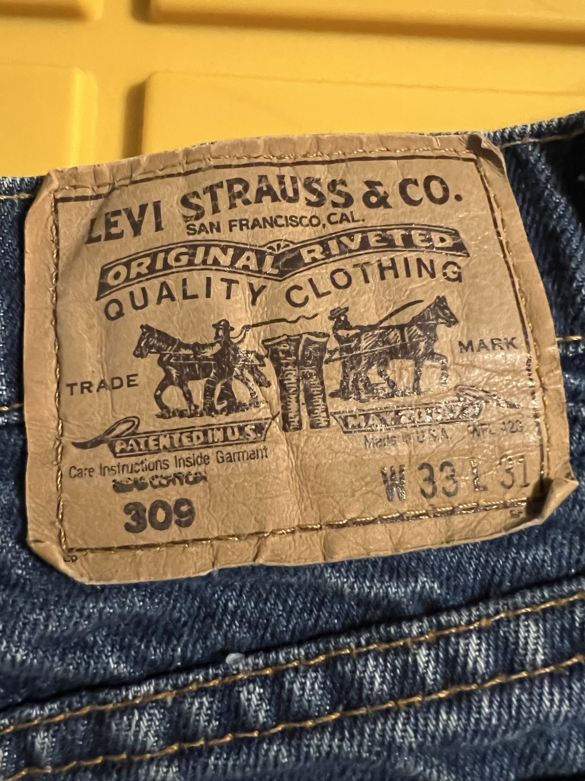 Levi’s 309 Men’s Orange Tab Jeans Size Actual 30×29.5 Vintage Retro Hipster