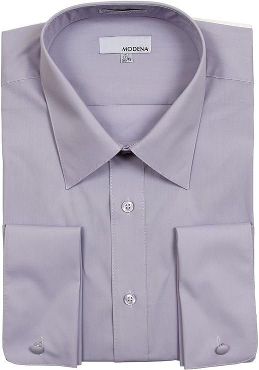 Modena Men’s Regular Fit French Cuff Solid Dress Shirt