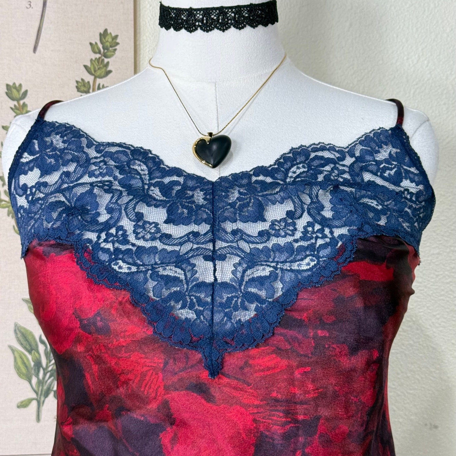 Vintage Floral Lace Cami Top Romantic Goth Sexy Vampire Whimsigoth Witchy 36 M