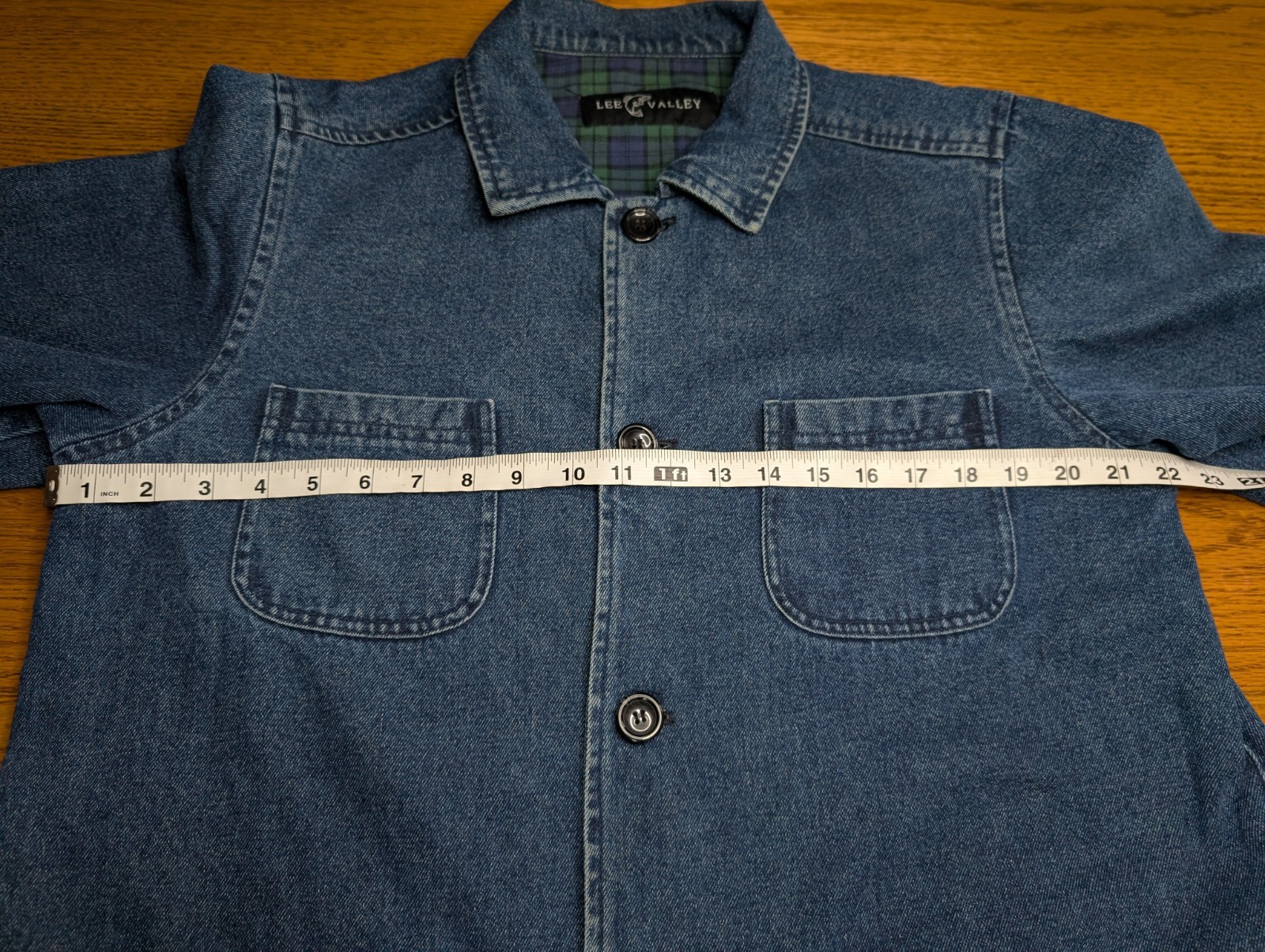 Lee Valley Men’s Denim Flannel Lined Chore Jacket Size M Made In Ireland