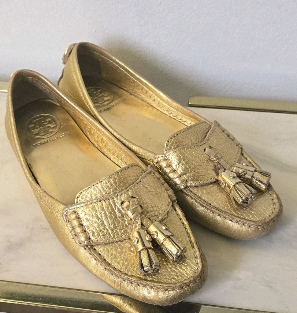 TORY BURCH Lawrence Tassle Leather Driver Moccasin SZ 7M