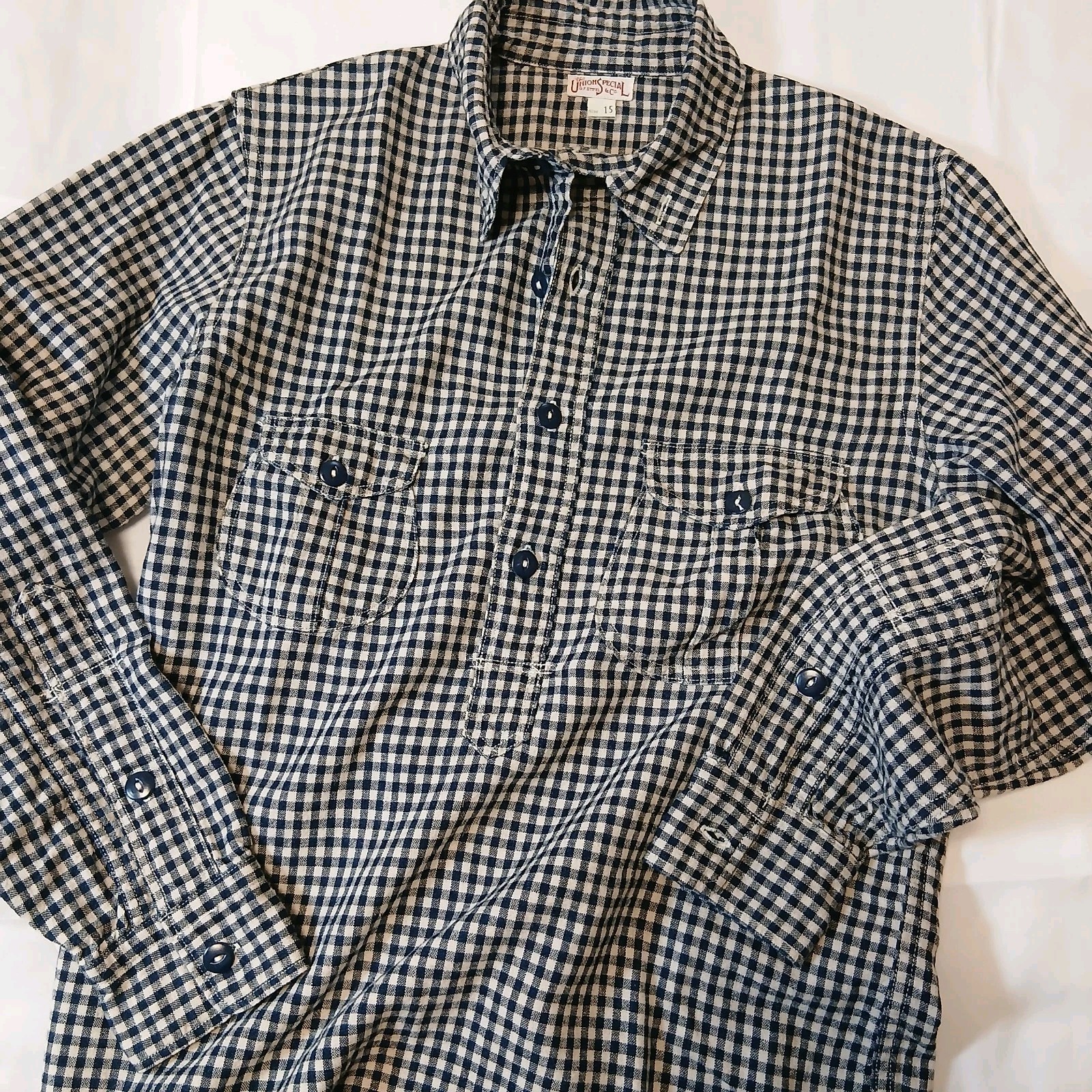 Freewheelers 1223005 Locomotive Fireman Shirt 15 G.F.Stifel Indigo Check Japan