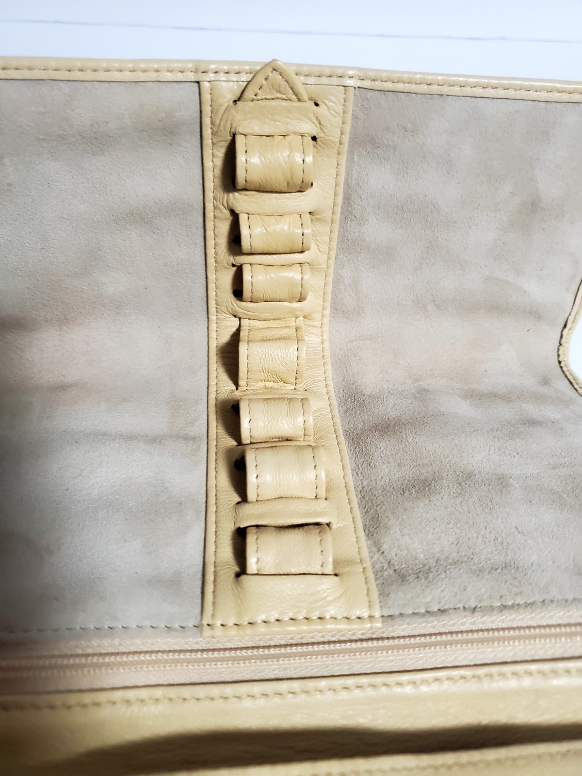 Penhaligon’s Nappa Leather Beige Leather Makeup Brush Holder Travel Pouch