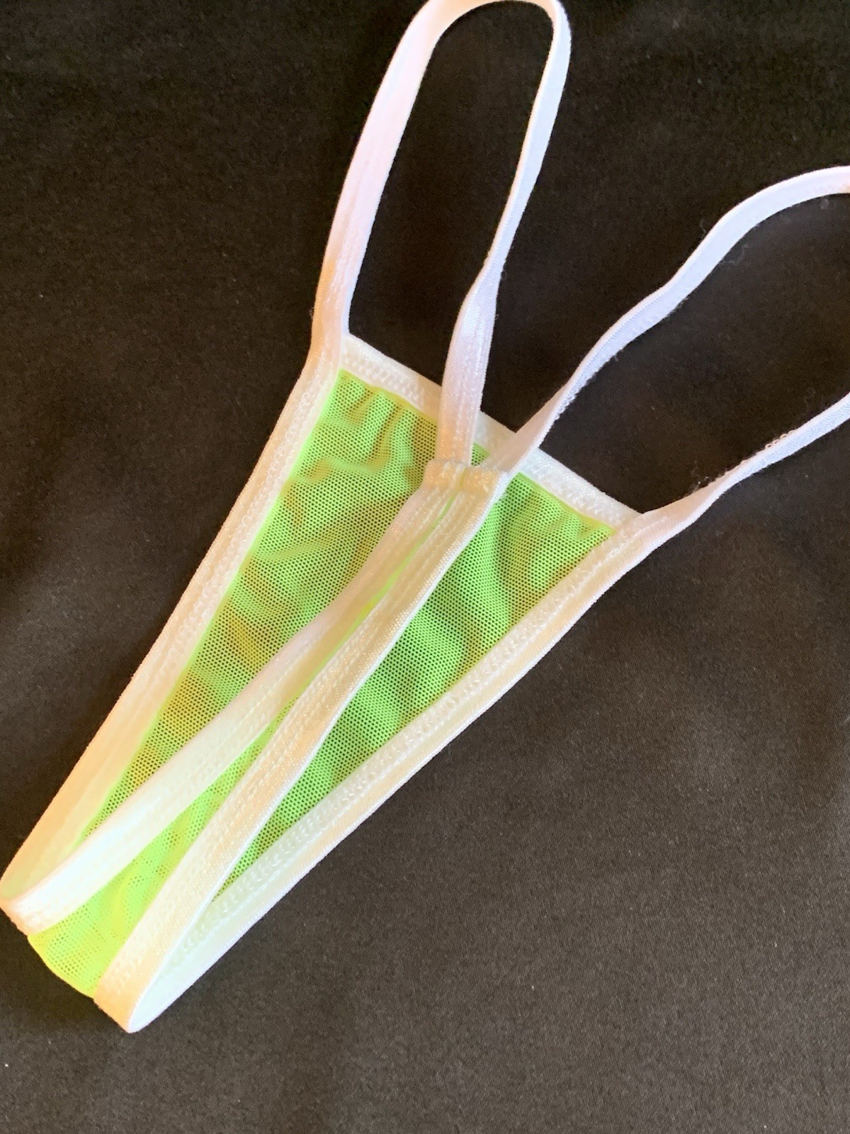 Thong Sheer Neon Yellow White Custom Made In USA Small All Sizes In eBay Store