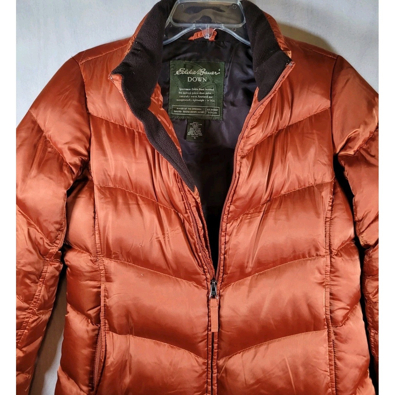 Eddie Bauer Jacket Gold Womens Size PS EB650 Down Puffer Quilted Lightweight