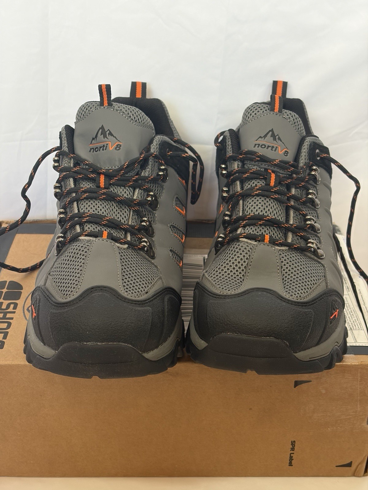 NORTIV 8 Men’s Hiking Trail Shoes Gray Orange Size 15 Wide Outdoor Sneakers