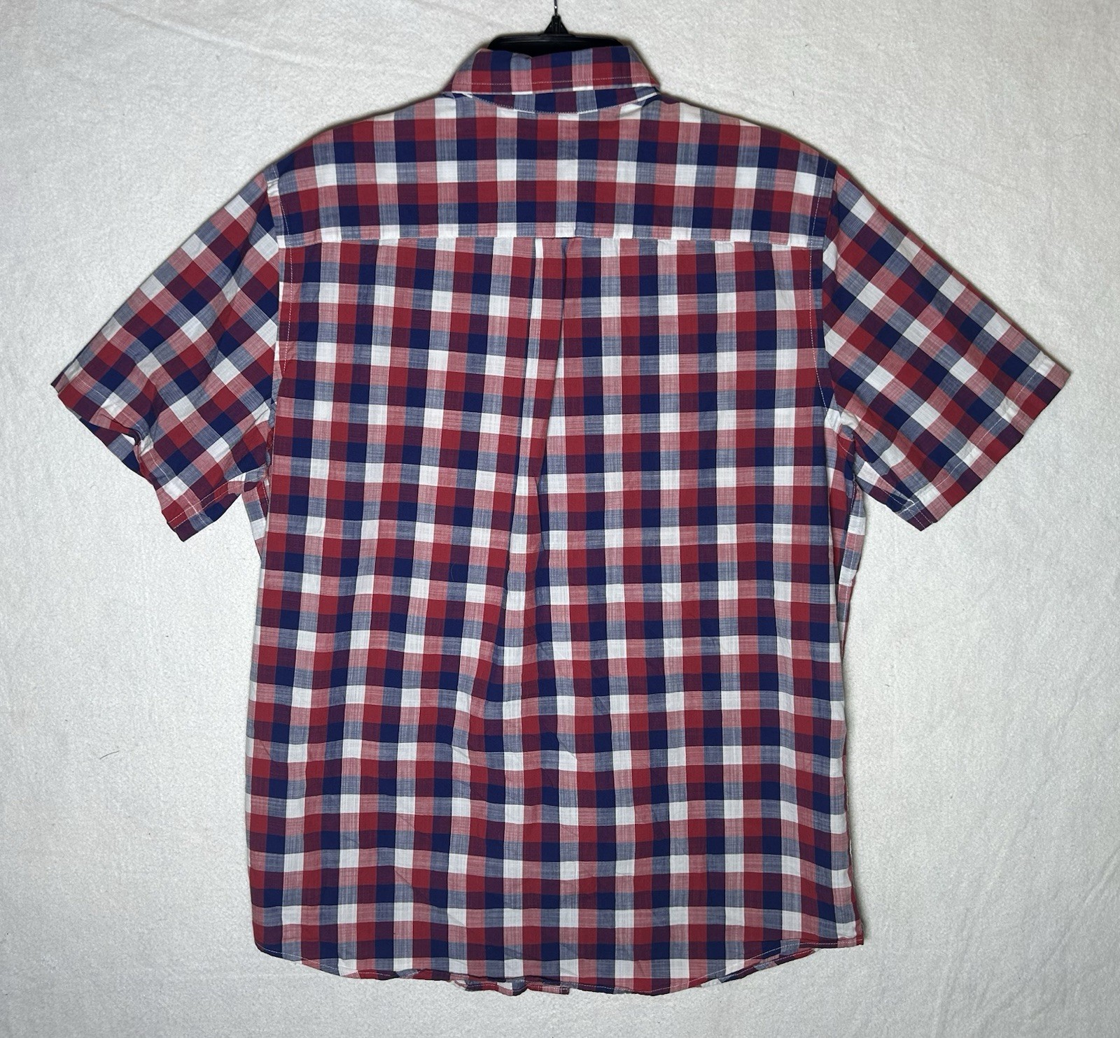 Chaps Men’s L Red/Blue/White Plaid Cotton Woven Short Sleeve Button-Down