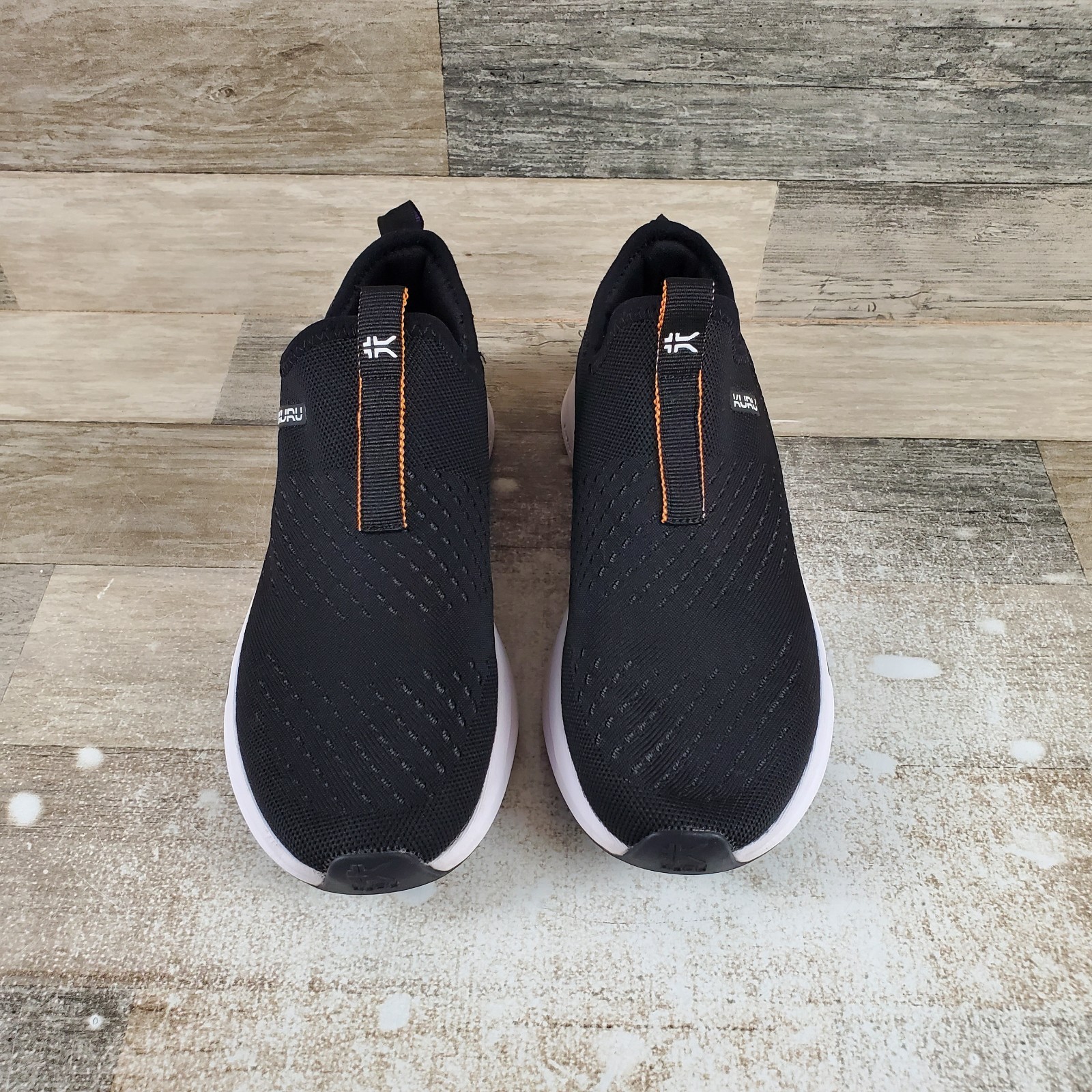 KURU Atom Womens Shoes Sz 8.5 M Running Jet Black Bright White Slip On Sneakers