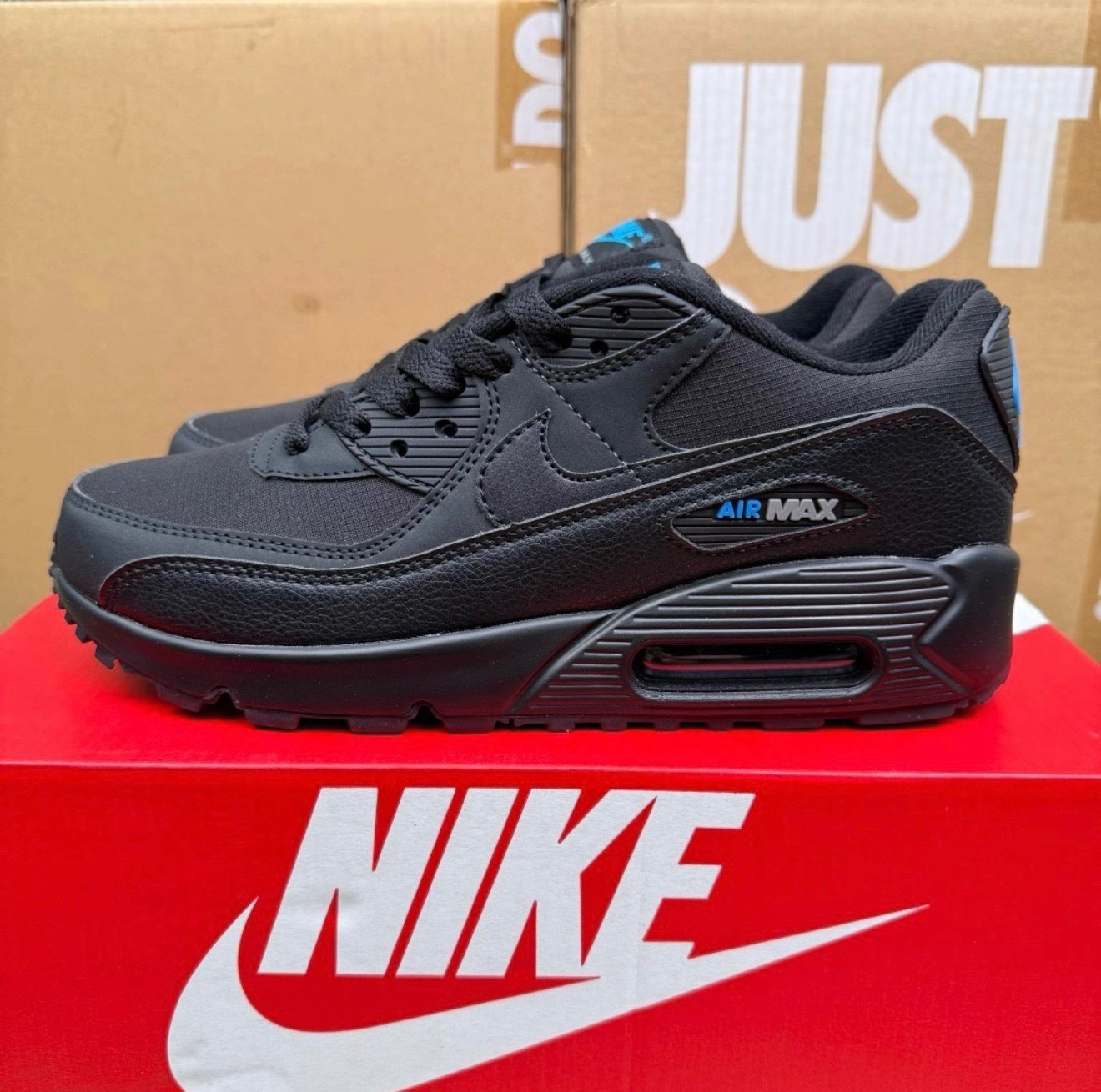 Men’s Nike Air Max 90 ” Black Blue ” Basketball Sports Shoes US Size 7-12