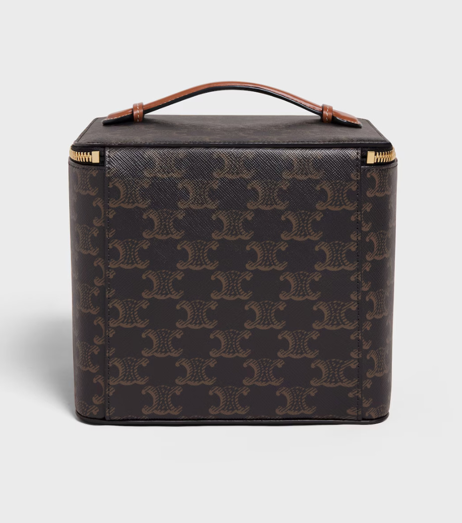 CELINE Square Vanity Case in Triomphe Canvas & Calfskin_Expedited