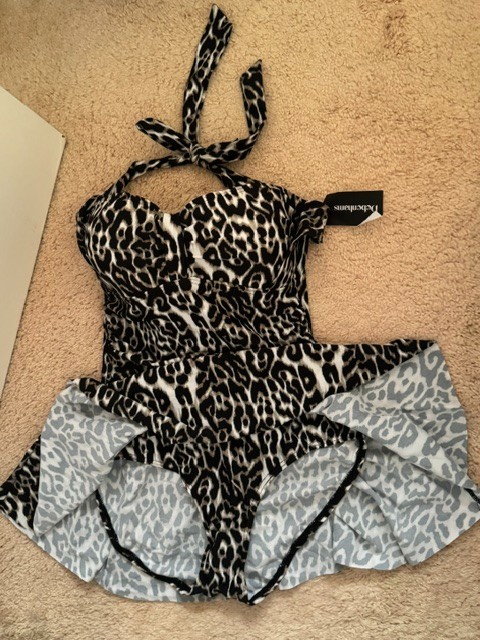 Debenhams swimskirt swimming costume with skirt and halter neck size 10