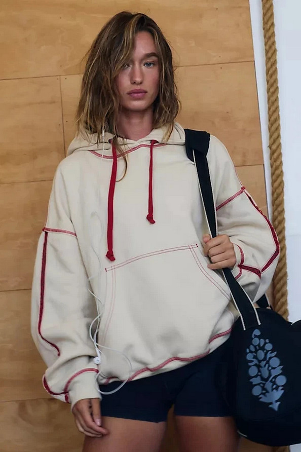 Free People Final Call Rose Logo Hoodie Floral Embroidered Sweatshirt Jacket S