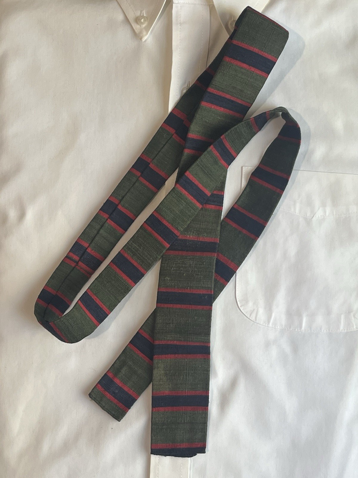 Vintage 1960s Skinny Tie Mod Striped Silk Made in England Man’s Shop Jamaica 1.7