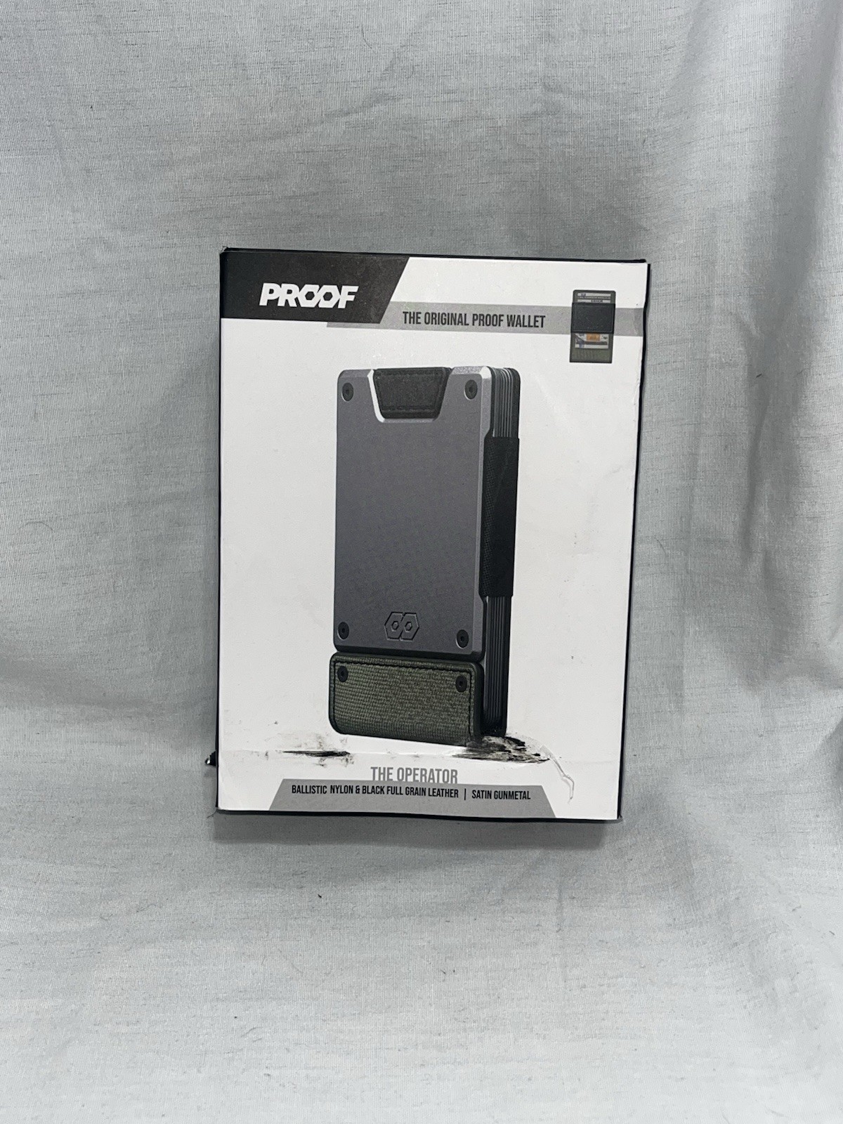 Proof wallet THE OPERATOR Ballistic Nylon & black grain leather- Satin gunmetal