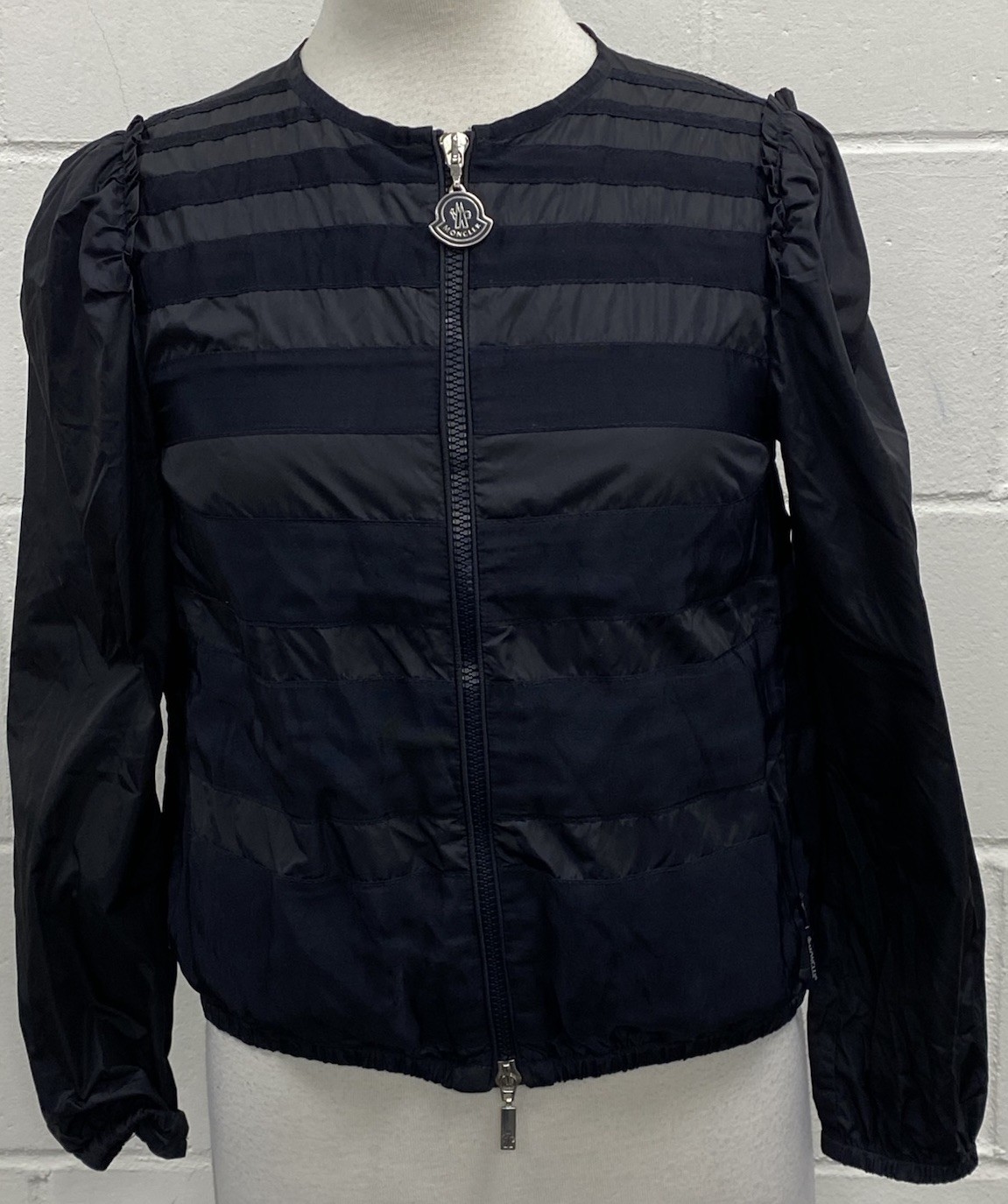 Ladies Moncler Rubina Black Lightweight Windbreaker Short Cropped Jacket Small
