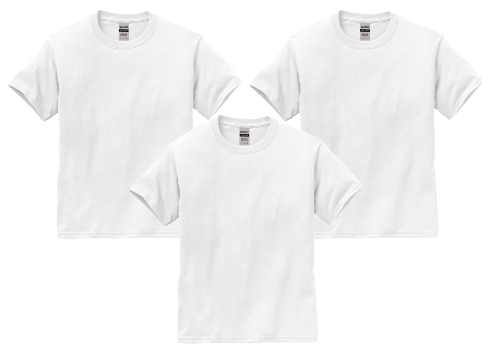 GILDAN 3-pack Youth White T-Shirt 100% Cotton sz.M G5000B