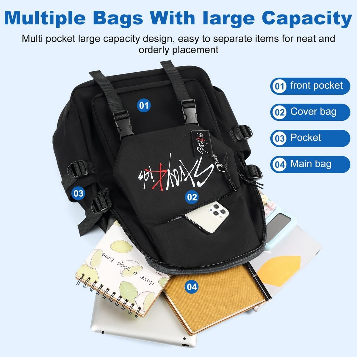 Stray Kids Backpack Casual Travel Schoolbag Laptop Bag for Fans and Students