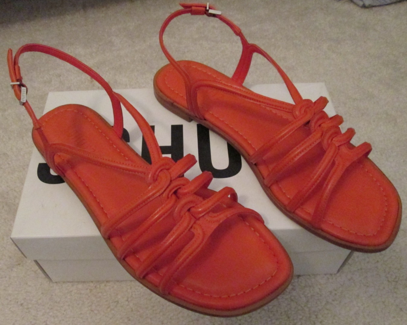 Schutz Octavia Strappy Leather Sandals – Orange – Ladies Size 9.5 NIB