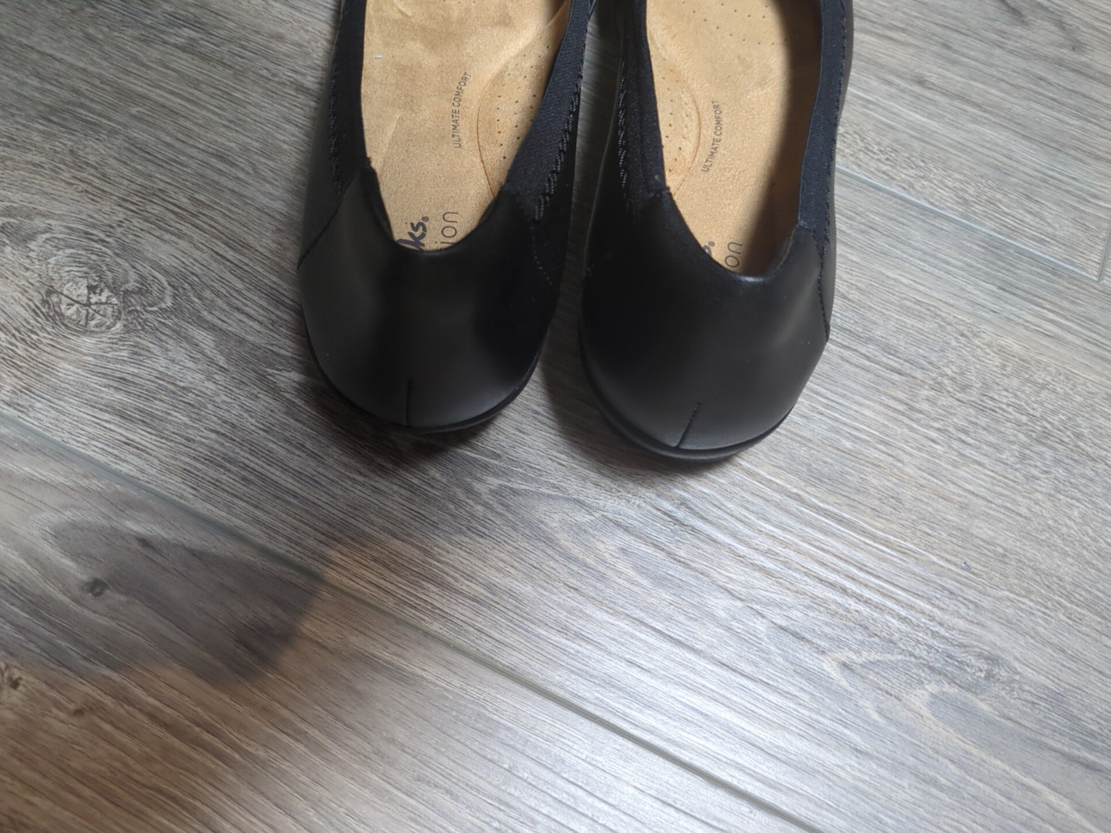 Clarks Collection Sara Bay Black Leather Ballet Flat Shoes Size 8 M New No Box