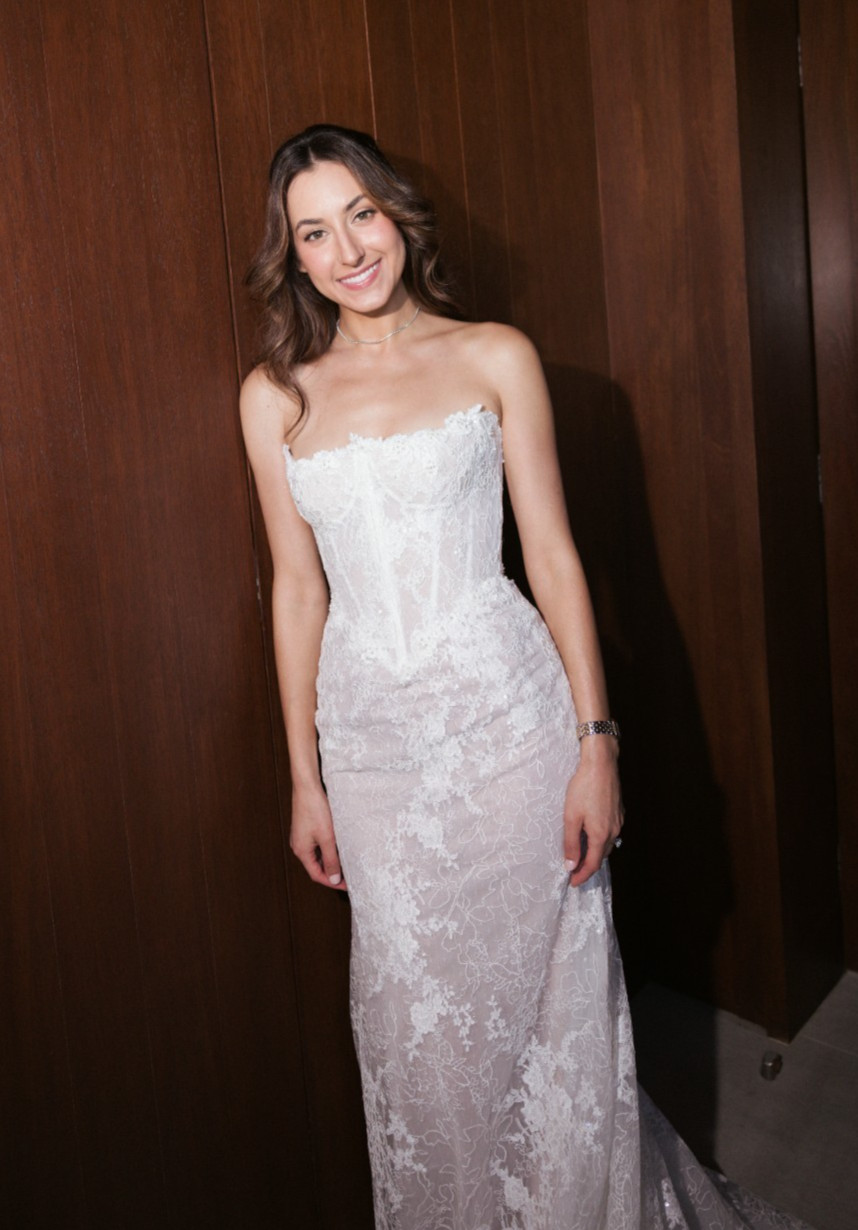 Custom Netta BenShabu Holland Inspired Wedding Dress + Overskirt & Veil Size 4