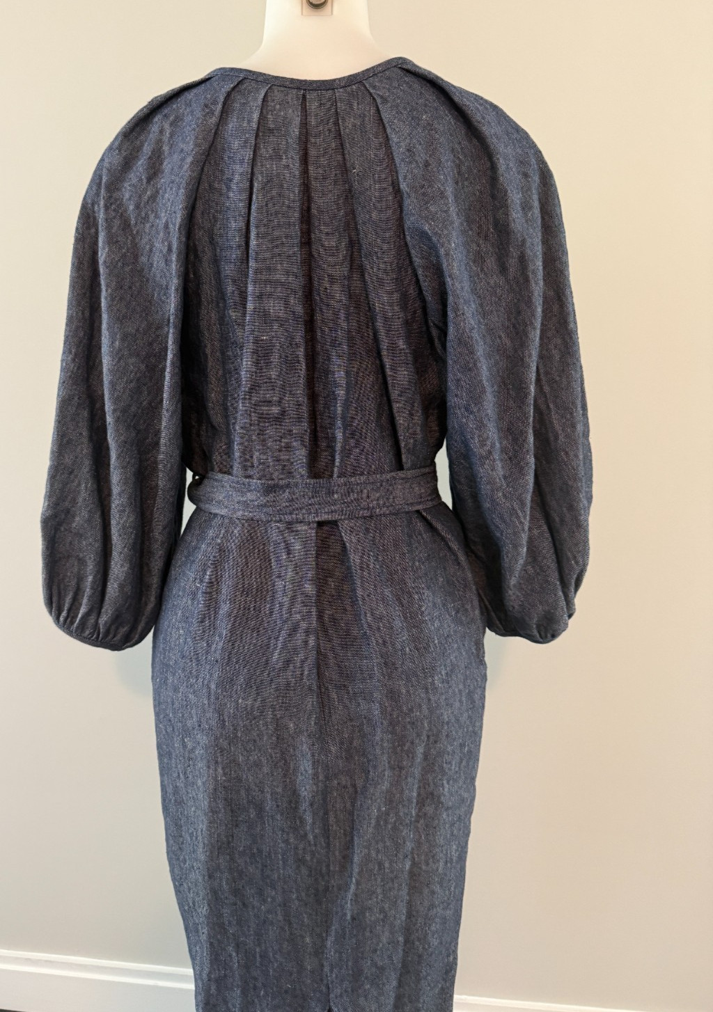 Martin Grant Paris Blue Linen Belted Midi Dress SZ 38/ US 6-8