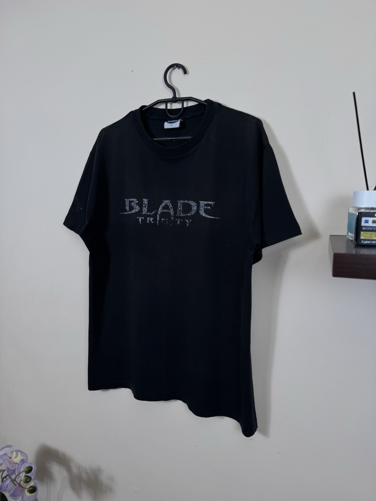 Vintage Blade Trinity T shirt Matrix 2000s Movie Black Motorcycle Tee Y2K