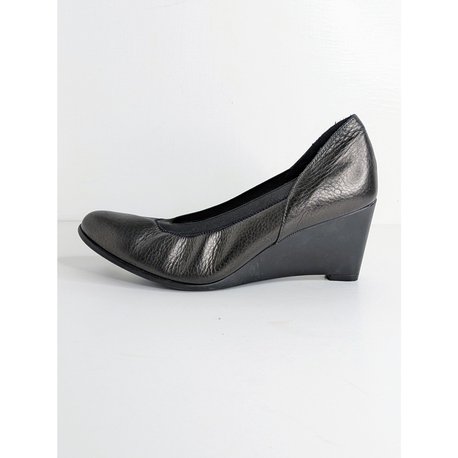 Arche Wedge Heels EU 39 Black Leather Elastic Gore French Comfort Designer GUC