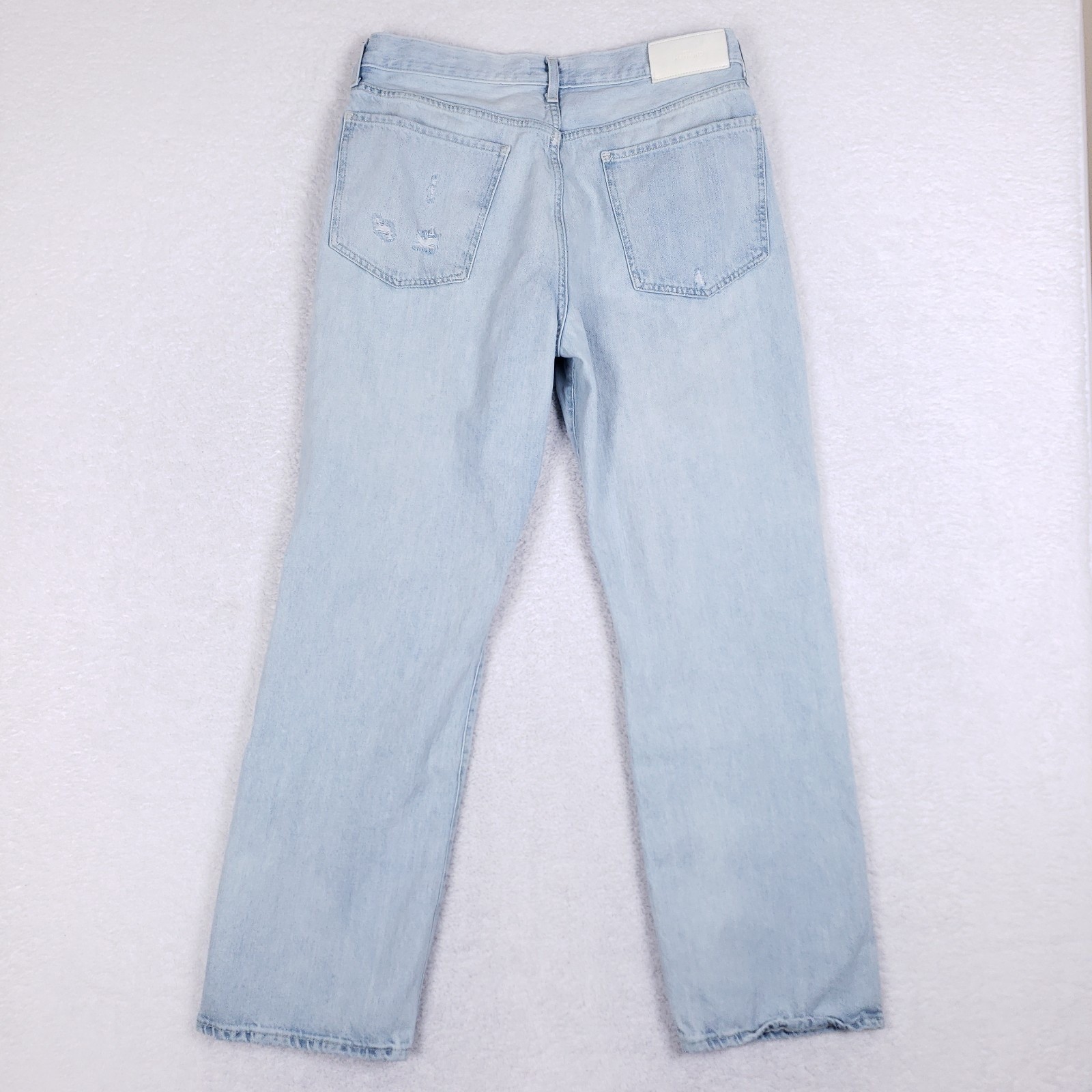 7 For All Mankind 31 Easy Straight High Rise Light Wash Jeans Button Fly Rigid