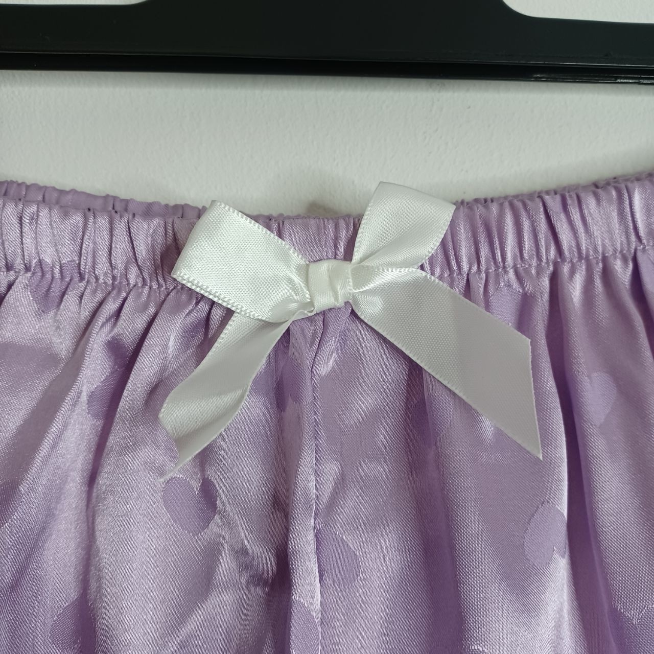 BRAND NEW Womens Size L (12-14) Lilac Satin Short Sleeve Heart Print Pyjama Set