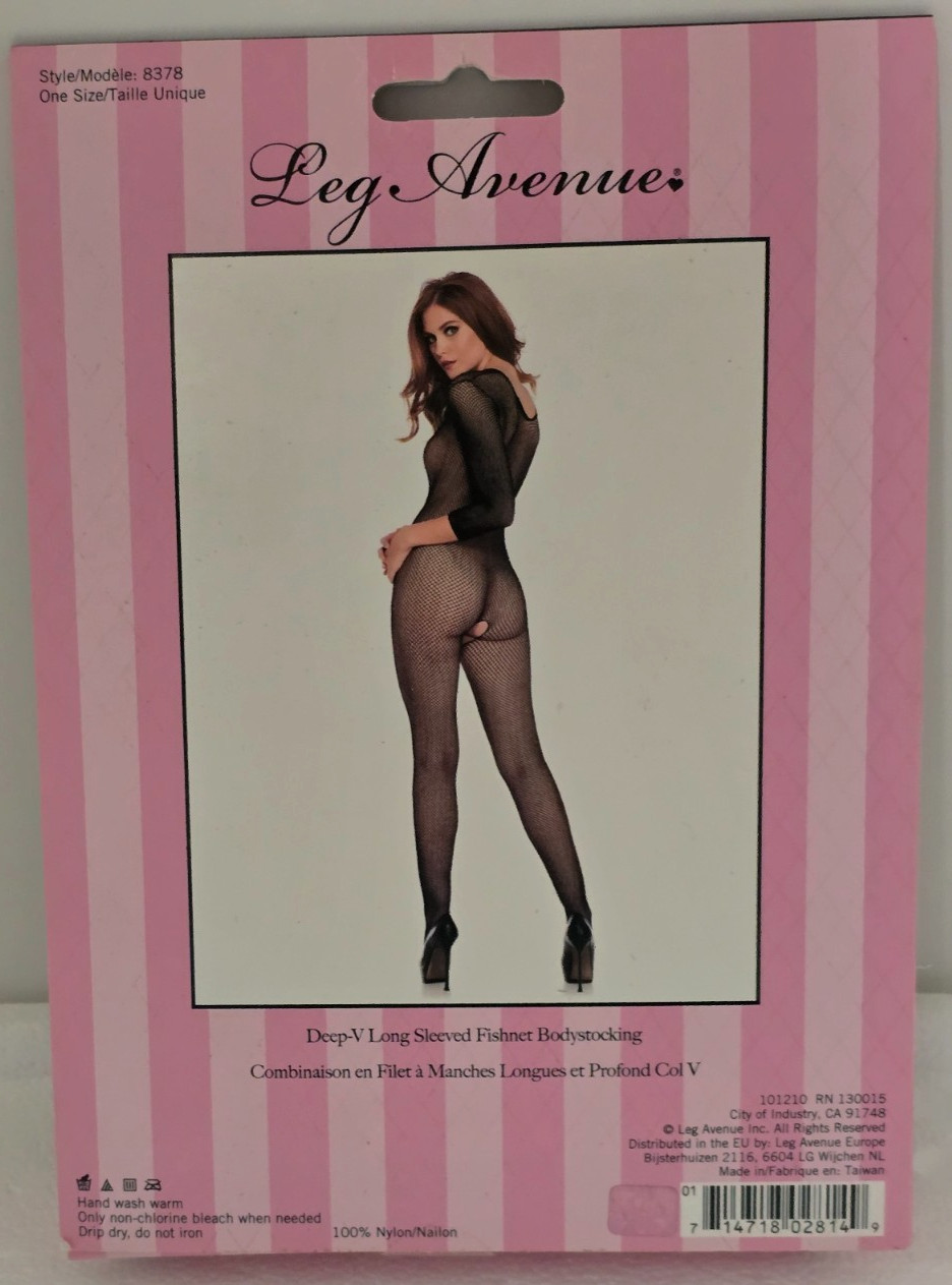 DEEP-V LONG SLEEVED FISHNET BODYSTOCKING by LEG AVENUE(8378)