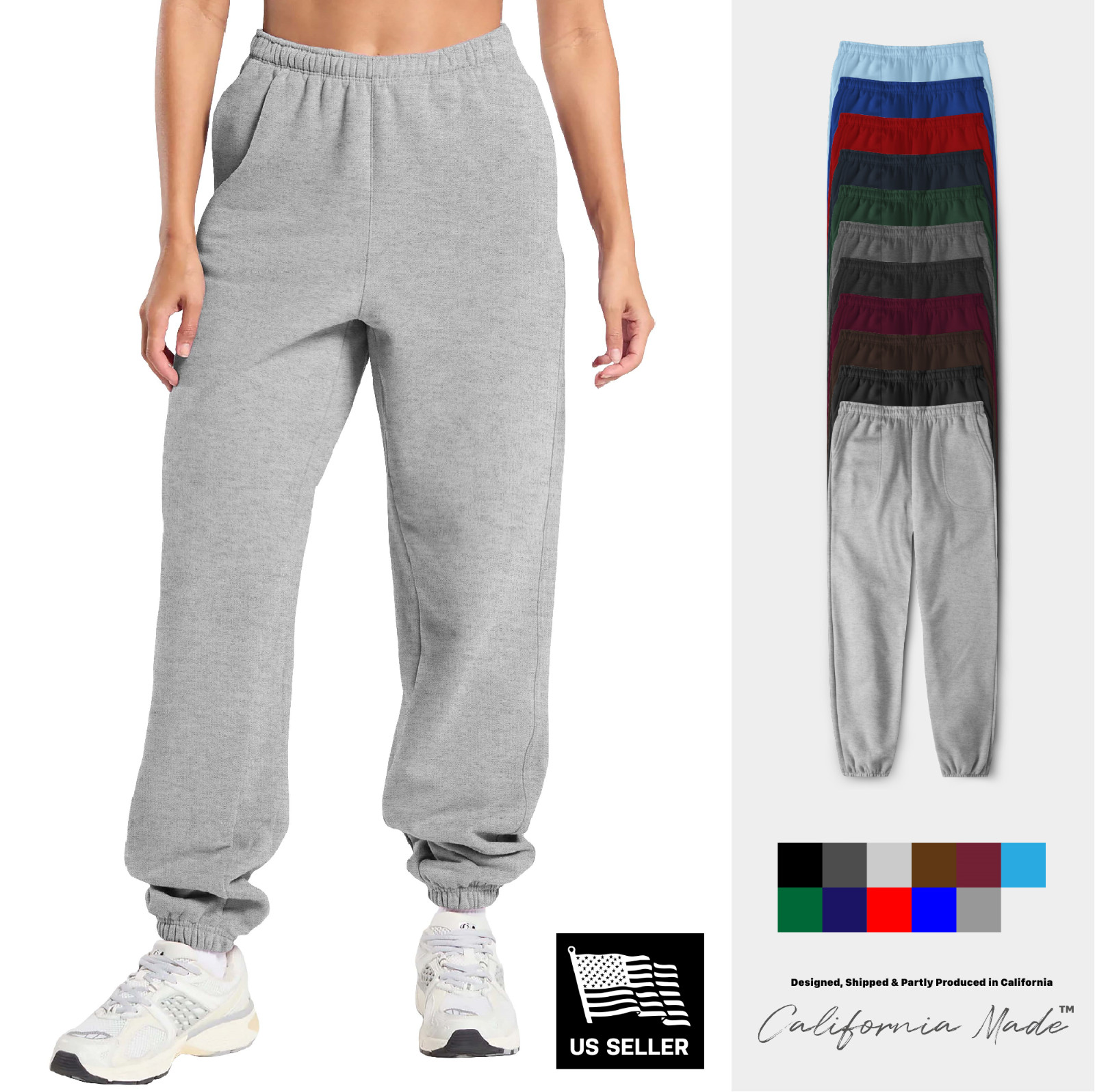 Womens Oversized Sweatpants Loose Fit Heavyweight Fleece Pants with Pockets