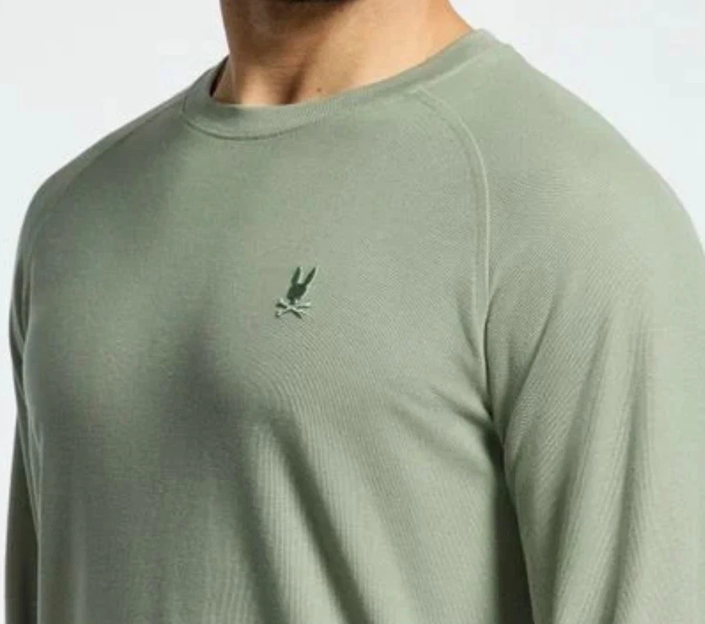 Psycho Bunny Men’s Long Sleeve Taylor Pique Tee Shirt 6-L Sea Spray Embroidery