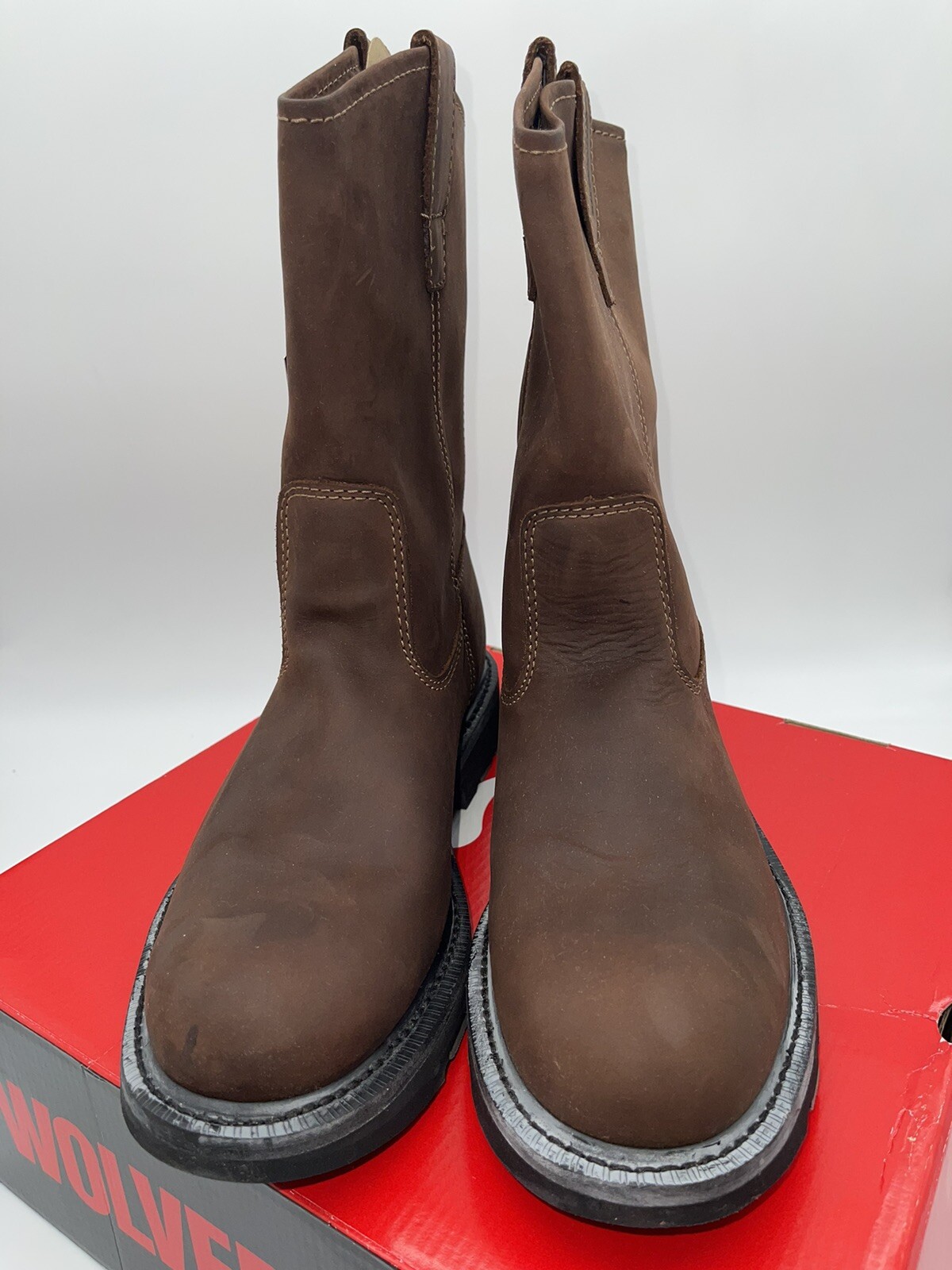 Wolverine Wellington W04727 Men’s Brown Leather Slip On Work Boots Size 10