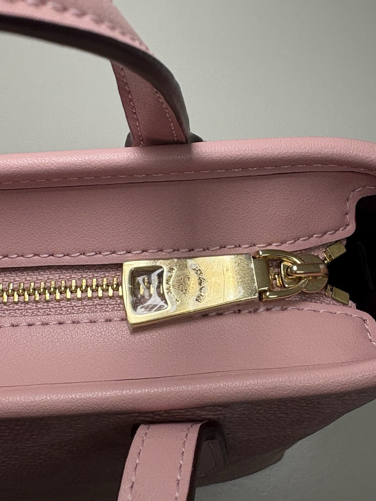 Coach Powder Pink Mini City Tote with crossbody strap