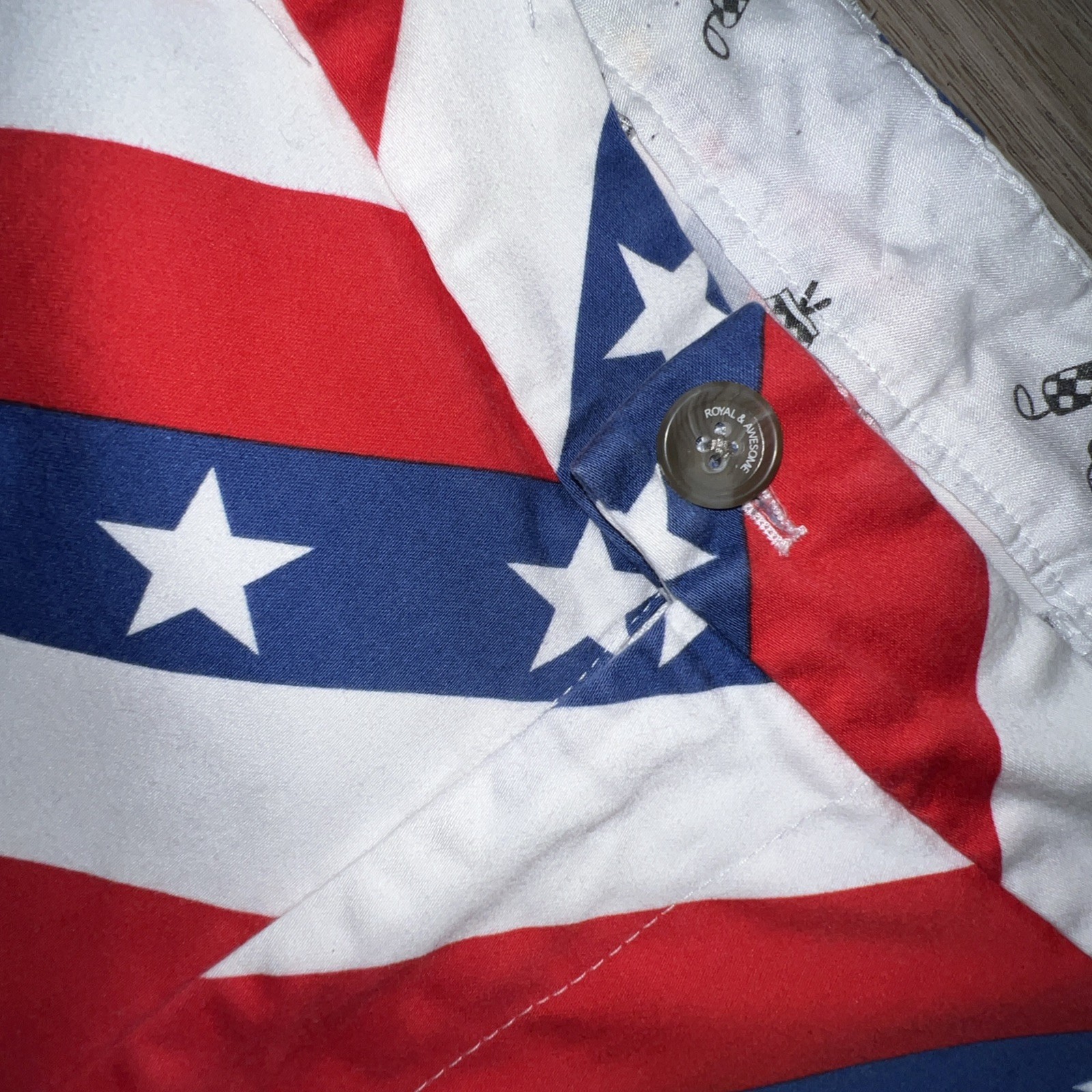 Royal & Awesome Pars and Stripes Trousers Golf Pants 40×32 Stars Red White