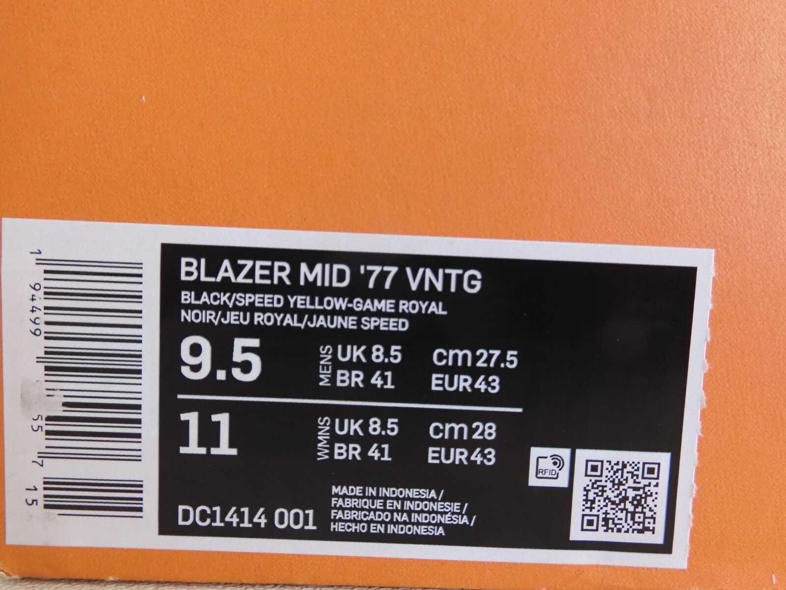 NIKE BLAZER MID ’77 VNTG VINTAGE “PEACE LOVE & BASKETBALL SZ 9.5 [DC1414-001]