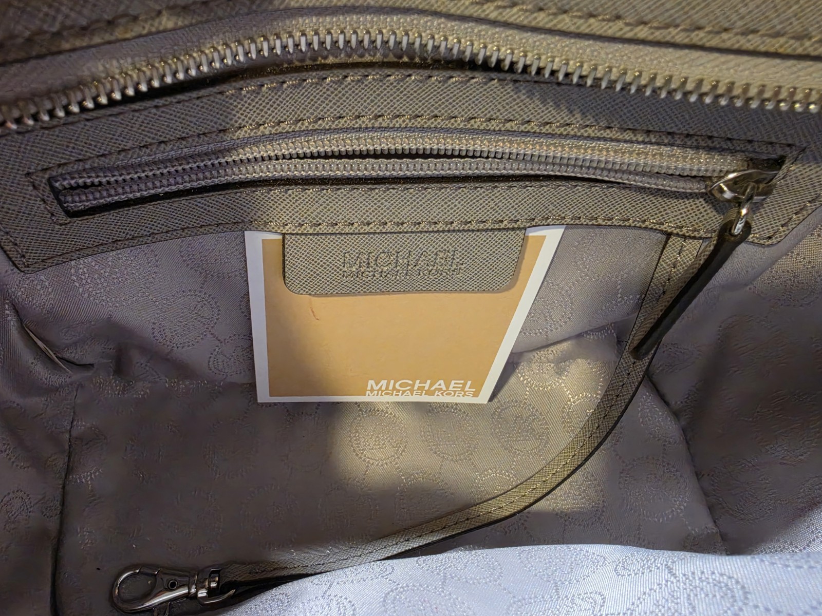 Michael Kors Studded Crossbody Bag Gray Zip Closure Silver Hardware Pockets