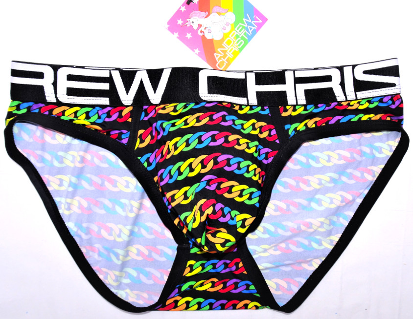 Andrew Christian Pride Chain Brief – 91863 – Multicolor: Small, Medium & Large