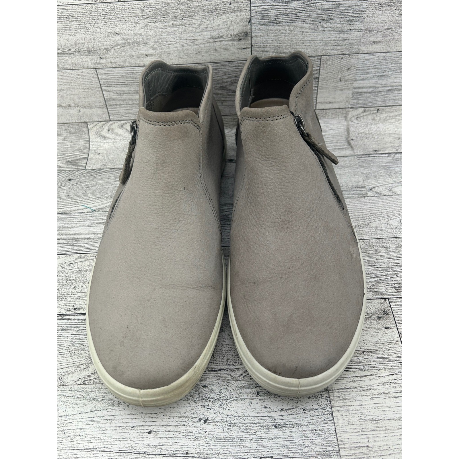 ECCO Soft 7 Slip On Mid Boots Grey Leather Zip Side Women EU 40 US 9
